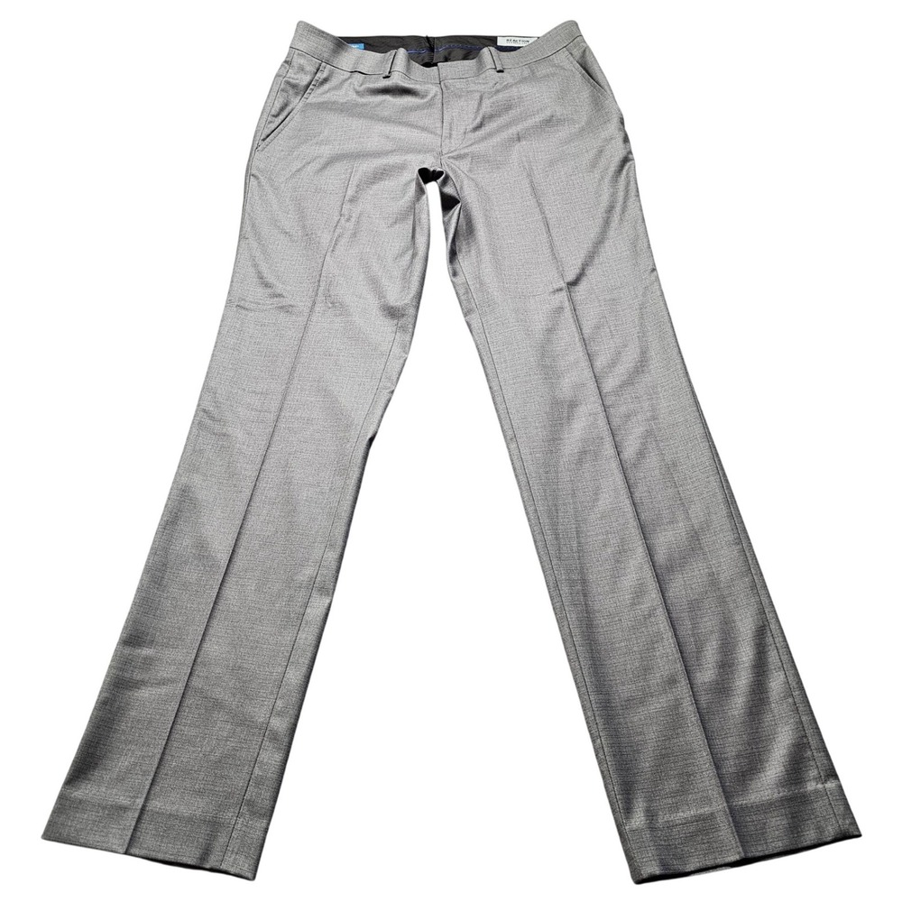 Kenneth Cole Reaction Slim Fit Dress Pants Mens 36x31 Grey Flat Front Trousers